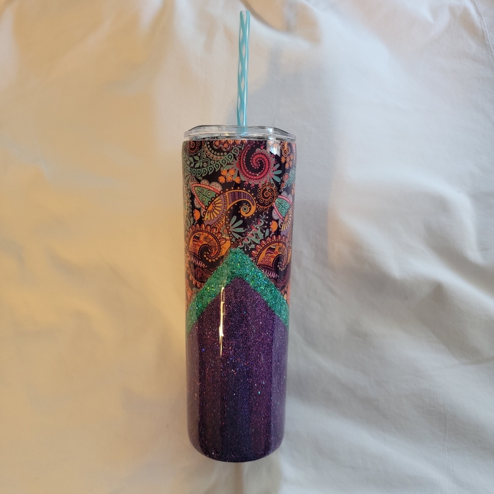 Purple & teal Paisley Tumbler